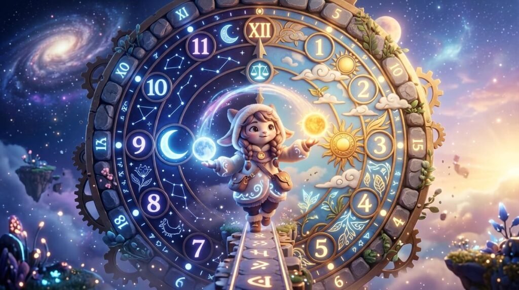 만성 피로 증상 완화를 위해 생체 리듬을 조절하는 3D 시계 아이콘