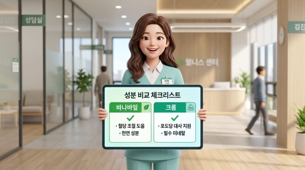 개인 맞춤형 혈당 관리 영양제 성분 선택 가이드 캐릭터